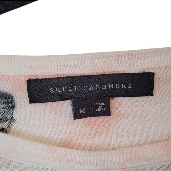 Skull Cashmere Women's White & Pink Tie Dye Skull Graphic T-Shirt Size M - Picture 3 of 6